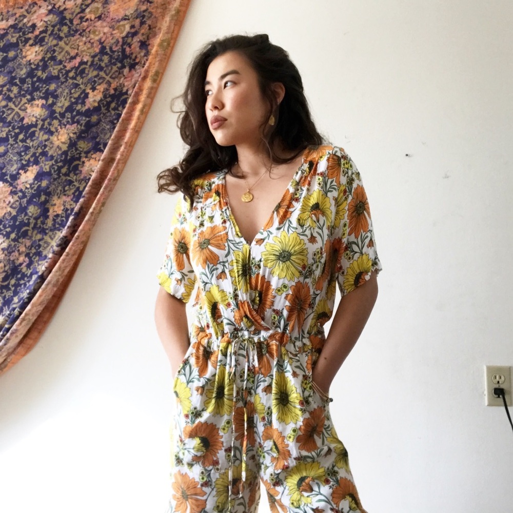 TOPSHOP rare floral romper with cinched waist